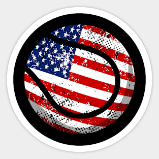 Tennis American Flag 4Th Of July Sticker